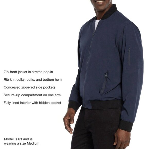 Express Men’s Lightweight Bomber Jacket Navy Blue Full Zip Size XL - NWT $148 - Picture 4 of 16